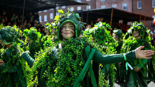 <p>Performers taking part in the St Patrick's Day Parade in Dublin. Picture: Evan Treacy/PA</p>