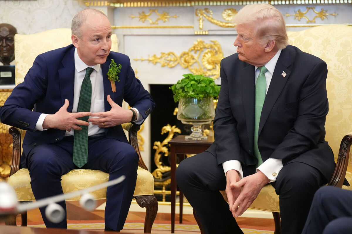 Taoiseach Micheál Martin during a bilateral meeting with US President Donald Trump at the White House on Tuesday. Picture: Niall Carson/PA Wire