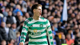 <p>Celtic's Tomáš Čvančara celebrates. Pic: Steve Welsh/PA Wire.</p>