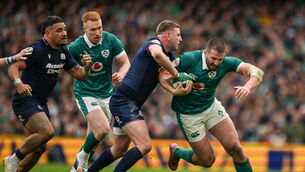 <p>Stuart McCloskey's ball carrying, offloading and sublime passing added another dimension to Ireland’s attack during the Six Nations. Pic: Brendan Moran/Sportsfile</p>