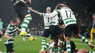 <p>Sporting have reached the European Cup quarter-finals for the first time since 1982-83. Pic: AP Photo/Ana Brigida</p>