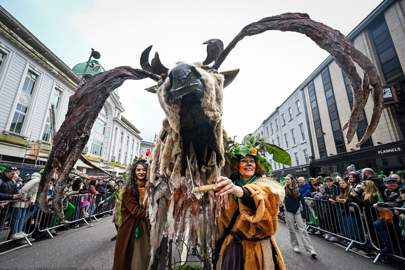 Performers from the Cork Puppetry Company entertain the crowds during the St Patrick’s Day Parade in Cork. Picture: Chani Anderson