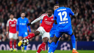 <p>Eberechi Eze opened the scoring for Arsenal in their 2-0 victory over Leverkusen Pic: Bradley Collyer/PA Wire.</p>
