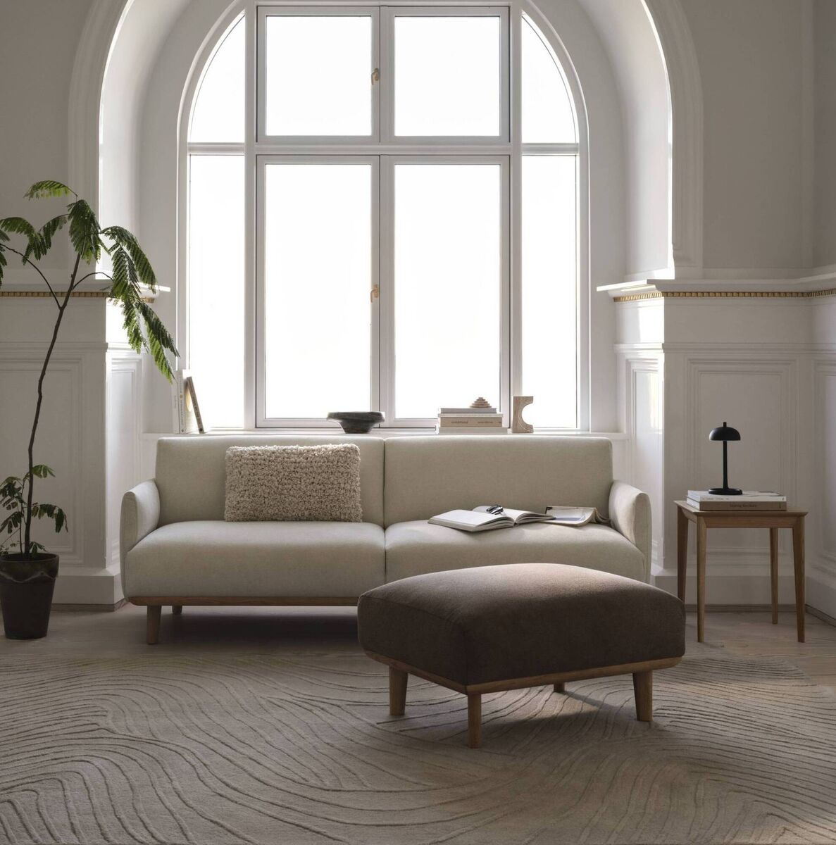 Danish charm: Aarhus sofa, €2,632, and pouf, €1,000, BoConcept. Danish charm: Aarhus sofa, €2,632, and pouf, €1,000, BoConcept.