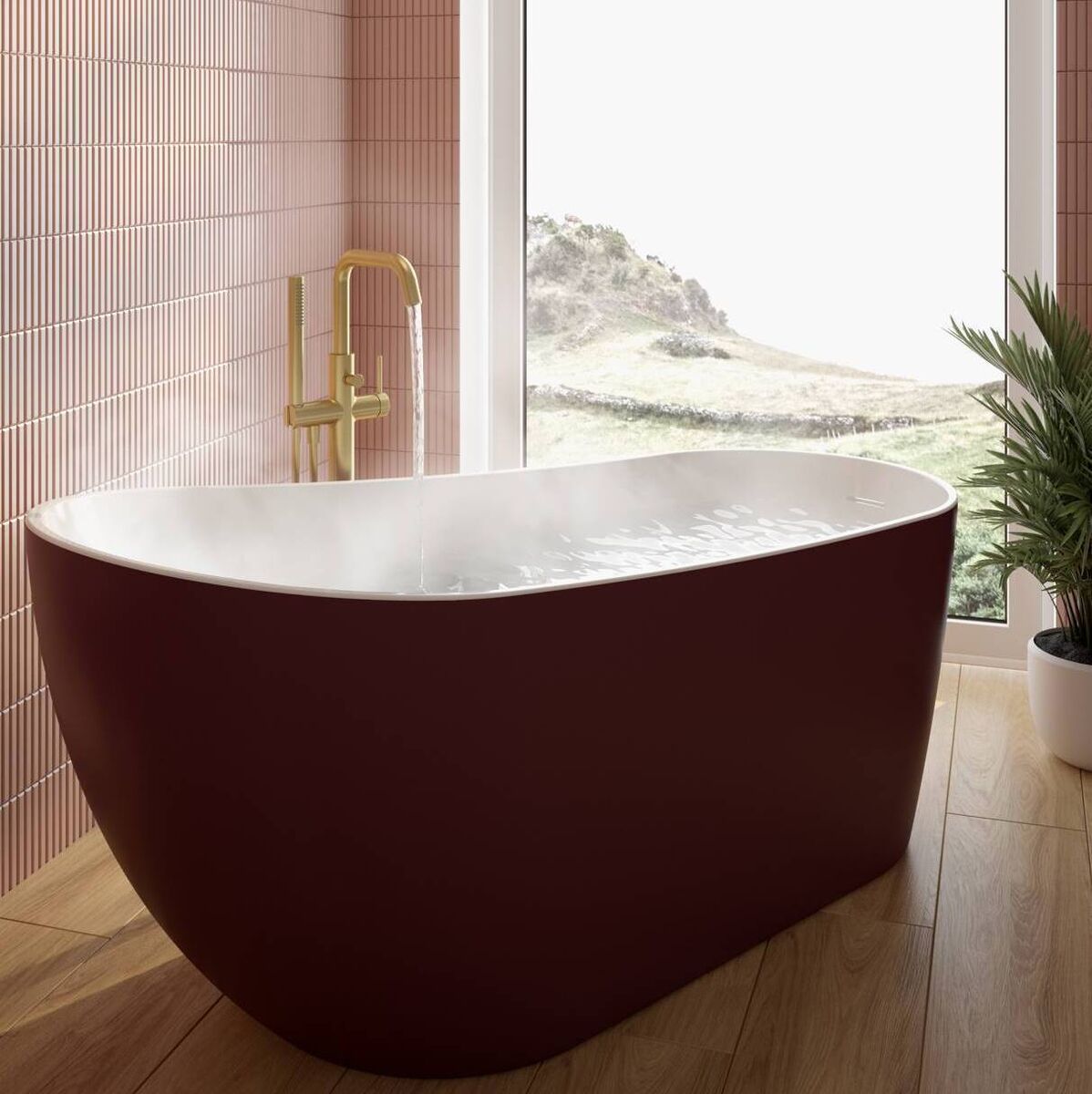 August coloured freestanding bath, from €2,720, Sonas. August coloured freestanding bath, from €2,720, Sonas.