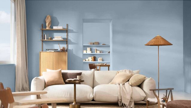 <p>Looking for inspiration? Dulux ColourFutures hero shades for 2026 include Mellow Flow, seen here on living room walls. </p>