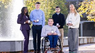 <p>Oluwadara Alabi, Nigeria; Óran Fleming, Limerick; Sean Byrnes, Limerick; Jack Comber, Limerick; and Cora Rooney, Donegal. Picture: Alan Place </p>