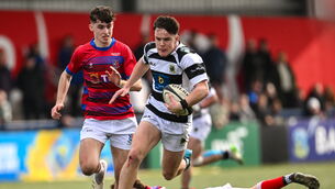 <p>A mix of forward power and backline flair, orchestrated by standout fly-half David Nolan, earned PBC a 48-point victory over St Munchin's in the Munster Schools Senior Cup final. Pic: Paul Phelan/Sportsfile</p>