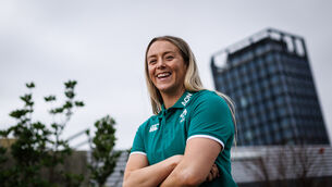 <p>Ireland's Stacey Flood at Aon Ireland HQ. Pic: ©INPHO/Ben Brady</p>