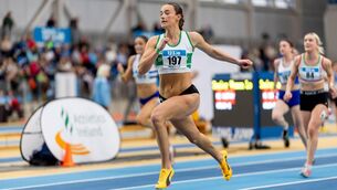 <p>Ciara Neville during the heats of the 60m at the Athletics Ireland National Indoor Championships in Abbotstown. Pic: Morgan Treacy, Inpho</p>