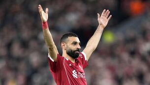 <p>MIGHTY MO: Liverpool's Mohamed Salah celebrates scoring their side's fourth goal of the game. Pic: Peter Byrne/PA Wire.</p>