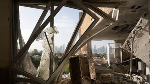 <p>A damaged apartment following an Iranian missile strike in Tel Aviv, Israel (Maya Levin/AP)</p>