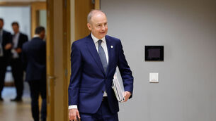 <p>Taoiseach Micheál Martin arrives for a round table meeting at the EU summit in Brussels, Thursday, March 19, 2026. (AP Photo/Geert Vanden Wijngaert)</p>