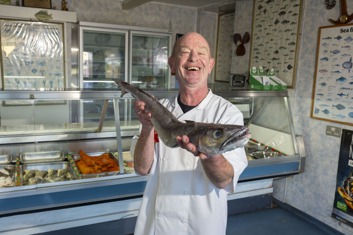 Liam Burke of Billy Burke Fish and Poultry, Ballybricken, Waterford City holding a monkfish. Picture: Patrick Browne