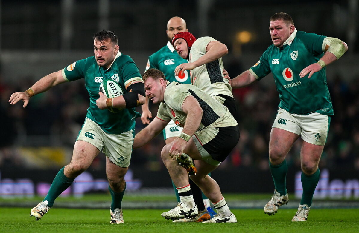 FULL TILT: Kelleher takes off during the game against Wales at the Aviva Stadium. Pic: Ramsey Cardy/Sportsfile