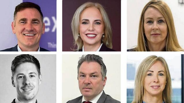 <p>New roles: (top row) Alan Gallagher, Grace Cappock, Aisling O’Beirne; (bottom row) Colm Woods, Brían Morgan, Helen Dixon. </p>