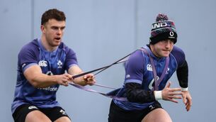 <p>PRODIGAL SONS: Tom Farrell and Craig Casey in Ireland training. Pic: Ben Brady/Inpho</p>