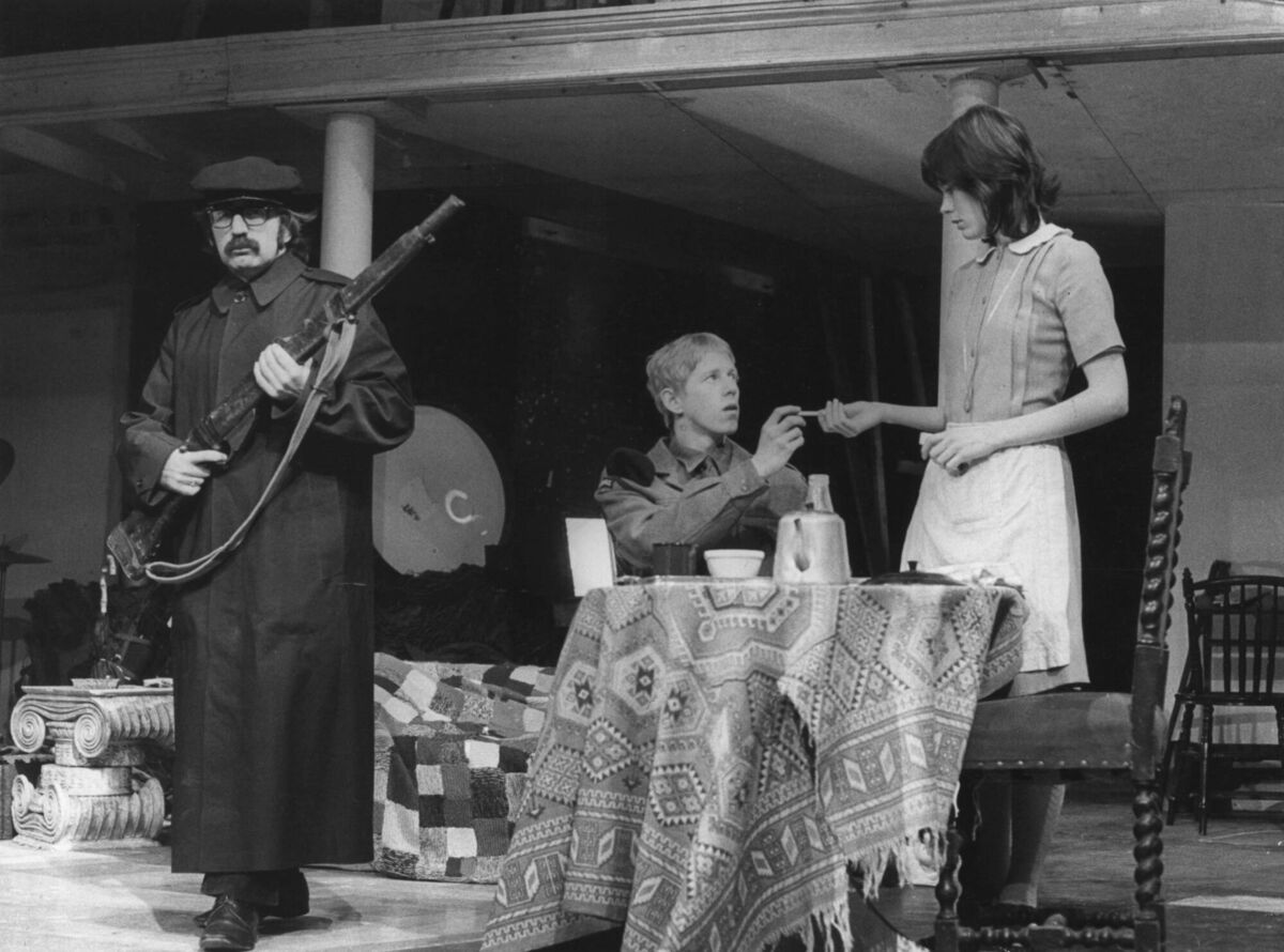 Actors Clive Barker, Philip Davis and Mary Larkin rehearse Brendan Behan's play, 'The Hostage', at the Theatre Royal in Stratford, London. (Photo by Michael Webb/Keystone/Getty Images) Actors Clive Barker, Philip Davis and Mary Larkin rehearse Brendan Behan's play, 'The Hostage', at the Theatre Royal in Stratford, London. (Photo by Michael Webb/Keystone/Getty Images)