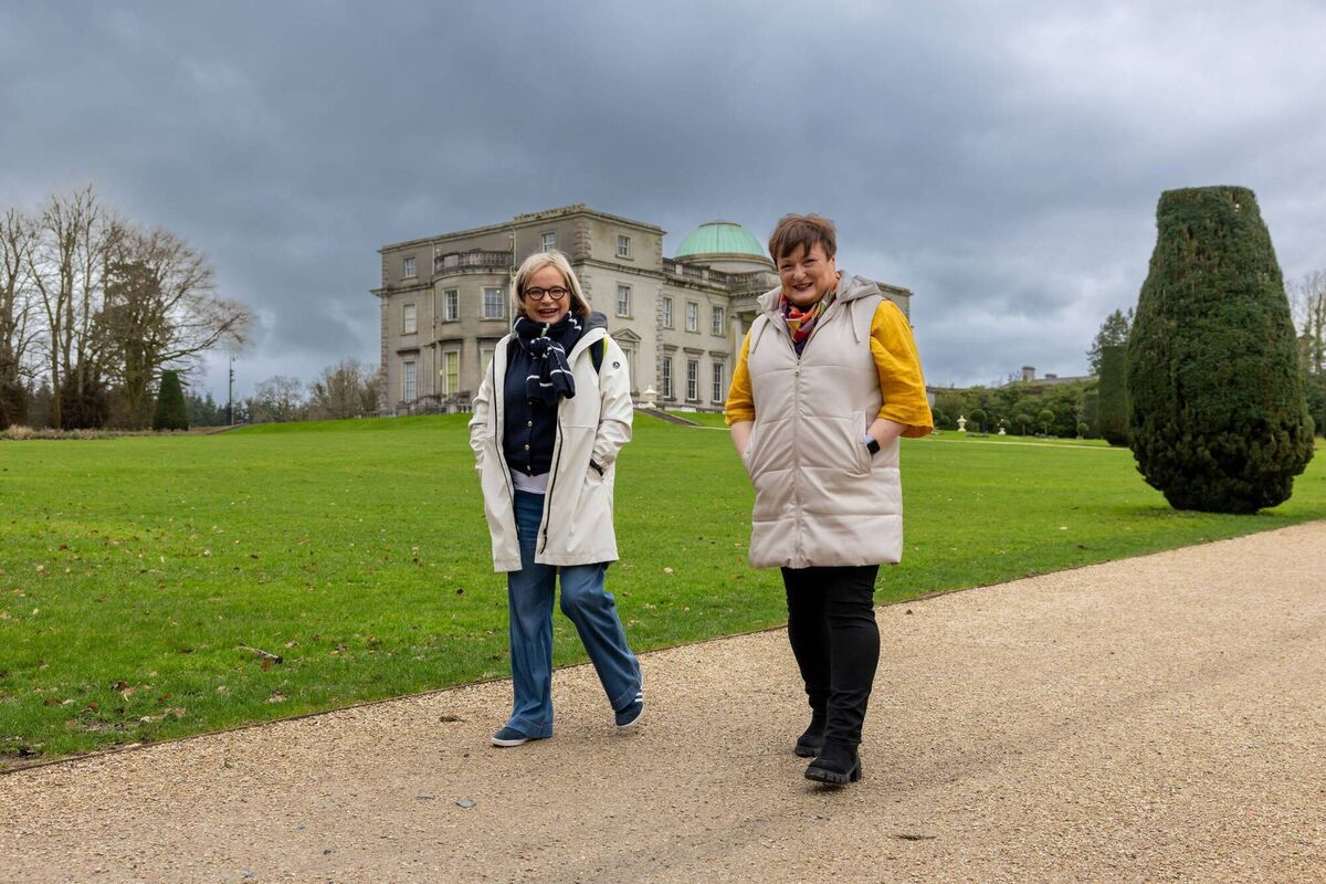 Elaine O'Callaghan (right), out for a walk with her sister Maeve O’Callaghan-Harrington in Emo Court, Co Laois. 