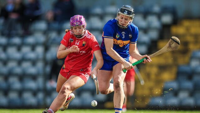 <p>Orlaith Cahalane of Cork fights for possession with Mairead Eviston of Tipperary during the National League tie in Pairc Uí Rinn. Pic: David Ribeiro/Inpho</p>