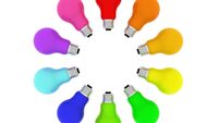Lightbulbs kaleidoscope of rainbow colours