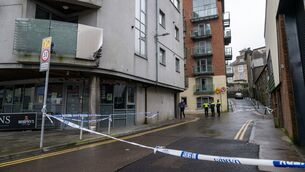 <p> The scene at Camden Court apartments on Carroll’s Quay. Picture: Chani Anderson.</p>