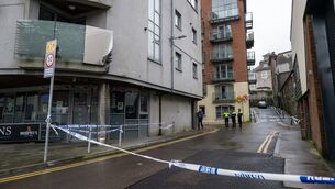 <p> The scene at Camden Court apartments on Carroll’s Quay. Picture: Chani Anderson.</p>