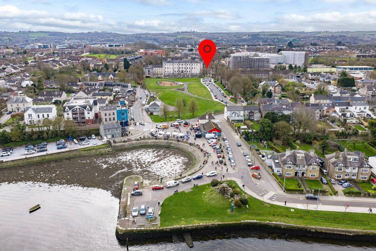 The plaza in Blackrock village where weekend farmers' markets take place