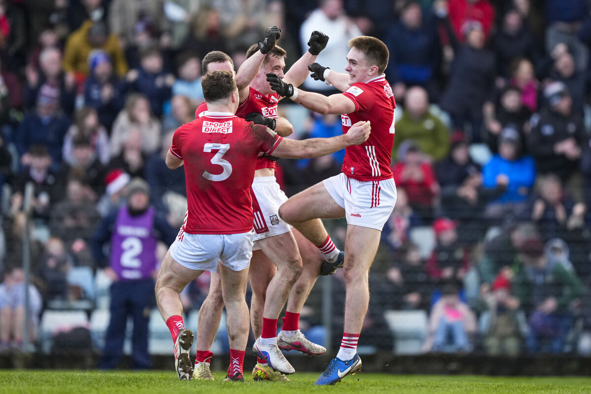 Tommy Walsh, Daniel O'Mahony and Luke Fahy of Cork celebrate beating Meath. Will they be jumping for joy on Sunday? Picture: James Lawlor/Inpho