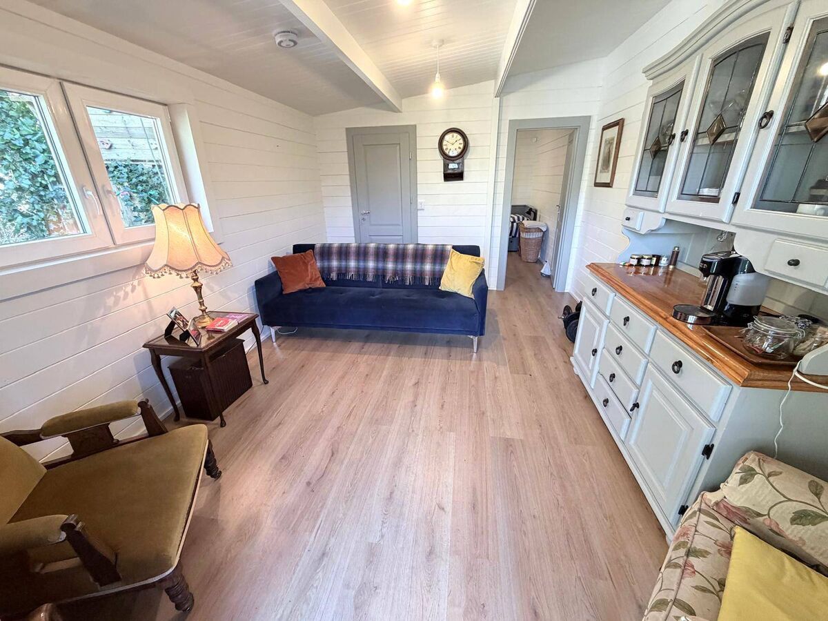 Inside the log cabin