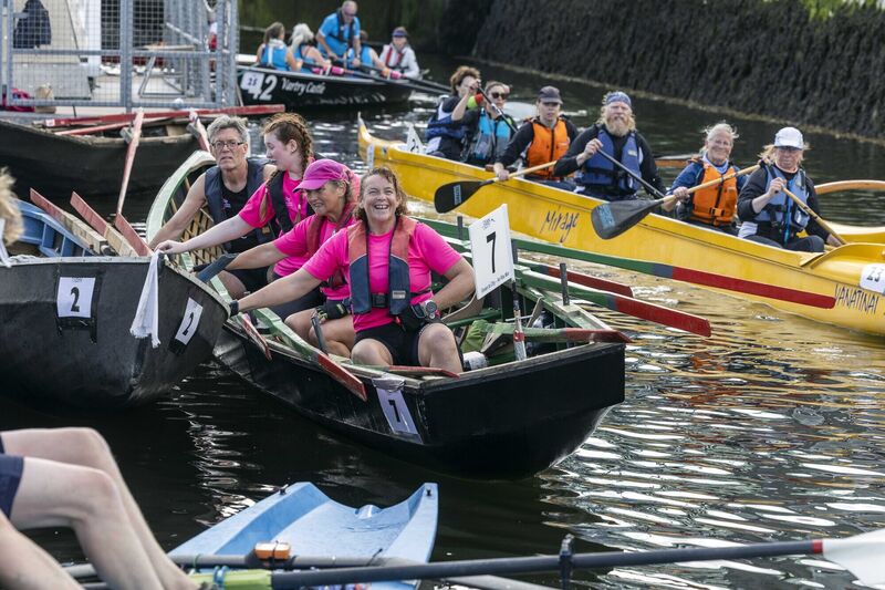 Team Oar-dinary Legends from West Clare Currach Club in a 4hd Working Naomhóg competing in last year's 20th annual Ocean to City An Rás Mór — the flagship event of the annual Cork Harbour Festival. Picture: Clare Keogh 