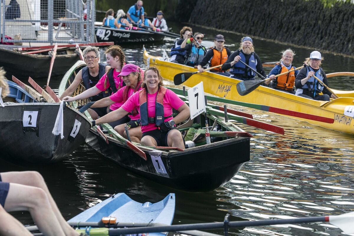 Team Oar-dinary Legends from West Clare Currach Club in a 4hd Working Naomhóg competing in last year's 20th annual Ocean to City An Rás Mór — the flagship event of the annual Cork Harbour Festival. Picture: Clare Keogh 