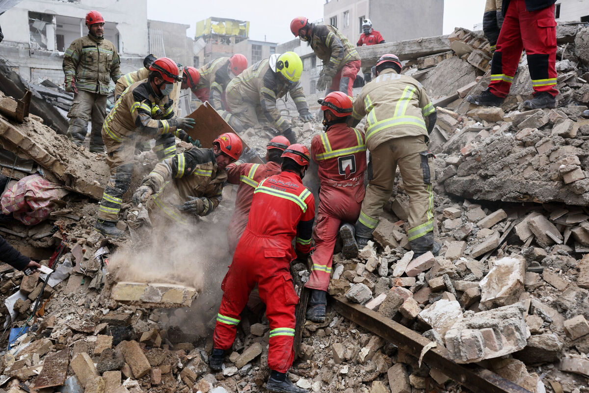 Rescue workers search for survivors in the rubble after a strike in southern Tehran, Iran, Friday, March 13, 2026. Picture: AP Photo/Sajjad Safari Rescue workers search for survivors in the rubble after a strike in southern Tehran, Iran, Friday, March 13, 2026. Picture: AP Photo/Sajjad Safari