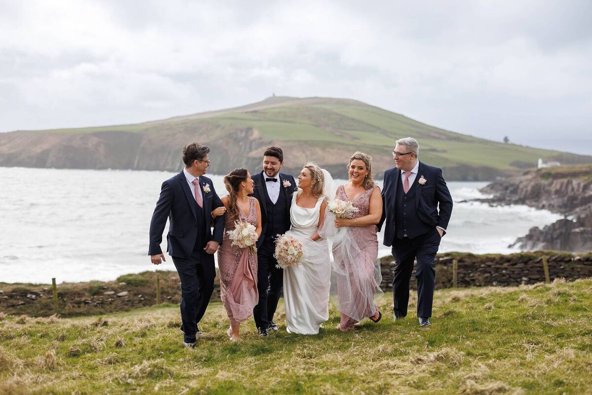 Laura Fitzpatrick and Bernard Casey with their wedding party. Pictures: Padraig Healy Photography