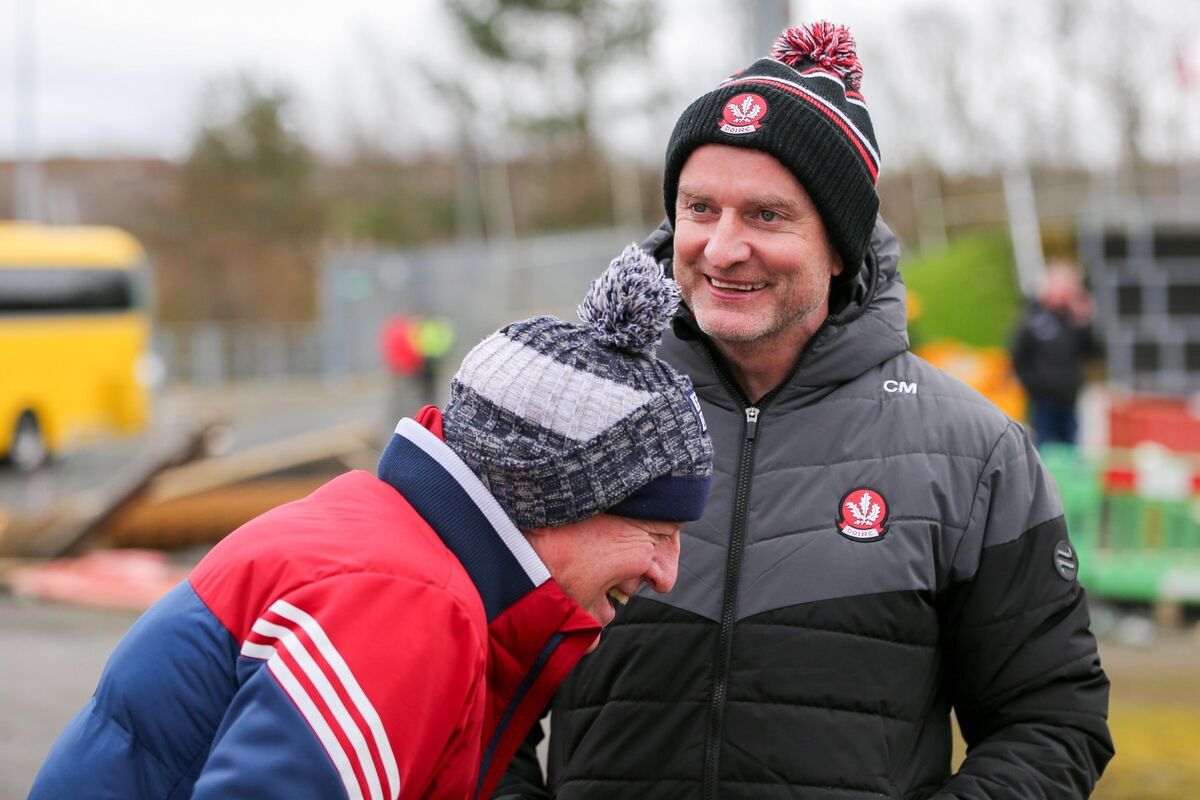 Team managers Cork’s John Cleary and Derry’s Ciaran Meenagh ahead of the match. Pic: ©INPHO/Lorcan Doherty. Team managers Cork’s John Cleary and Derry’s Ciaran Meenagh ahead of the match. Pic: ©INPHO/Lorcan Doherty.