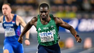 <p>BORI BOWS OUT: Bori Akinola came up short in his bid to reach the world indoor 60m final in Torun, Poland on Friday Pic: Sam Barnes/Sportsfile.</p> <p>BORI BOWS OUT: Bori Akinola came up short in his bid to reach the world indoor 60m final in Torun, Poland on Friday Pic: Sam Barnes/Sportsfile.</p>