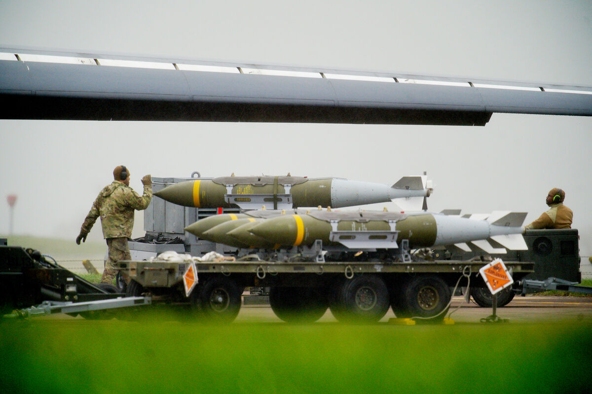 A US Air Force B-1 bomber is loaded with bombs at RAF Fairford in Gloucestershire. British prime minister Keir Starmer said he is working with allies on a plan to reopen the Strait of Hormuz. Picture date: Monday March 16, 2026. A US Air Force B-1 bomber is loaded with bombs at RAF Fairford in Gloucestershire. British prime minister Keir Starmer said he is working with allies on a plan to reopen the Strait of Hormuz. Picture date: Monday March 16, 2026.