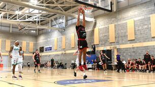 <p>SLAM DUNK: Latavious Mitchell scores for Ballincollig against Limerick Celtics in the Domino's Mens Superleague quarter final. Pic: Larry Cummins.</p> <p>SLAM DUNK: Latavious Mitchell scores for Ballincollig against Limerick Celtics in the Domino's Mens Superleague quarter final. Pic: Larry Cummins.</p>