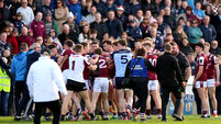 Tempers flare between players and backroom teams as the teams leave the field 22/3/2026