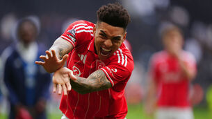 <p>Nottingham Forest's Igor Jesus after the final whistle in the win over Tottenham Hotspur. Pic: Bradley Collyer/PA Wire </p>