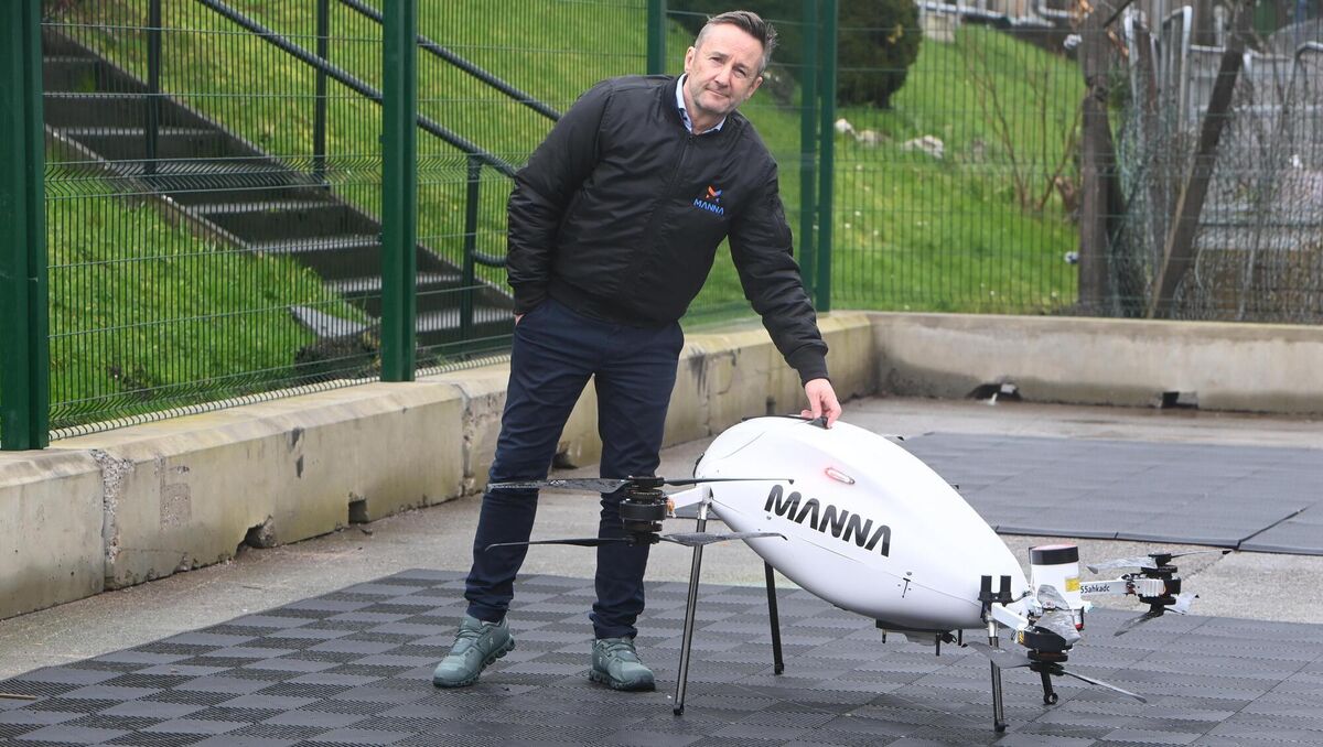 Manna Aero founder Bobby Healy in Cork with one of his delivery firm's drones. Picture: Larry Cummins