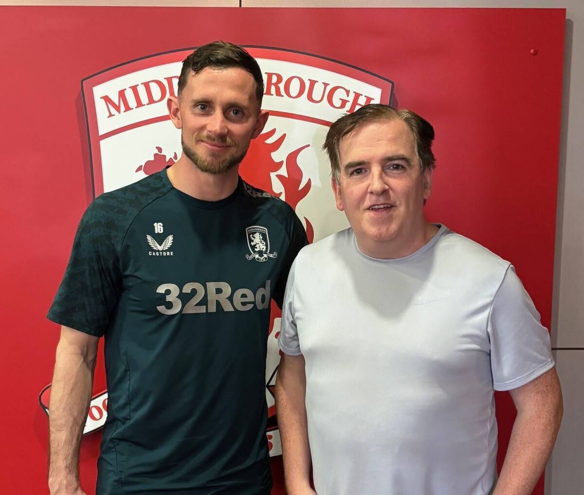 Alan Browne with John Fallon at Middlesbrough training ground. Alan Browne with John Fallon at Middlesbrough training ground.