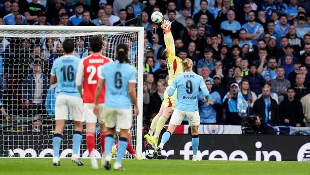 <p>DODGEY KEPA: Arsenal goalkeeper Kepa Arrizabalaga drops the ball which led to Manchester City's Nico O'Reilly's first goal. Pic: Adam Davy/PA Wire.</p>