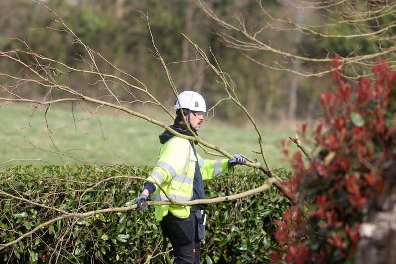 Workmen at the house in Co Meath on Friday which is at the centre of the 20-year legal battle. Photo: Leah Farrell/© RollingNews.ie
