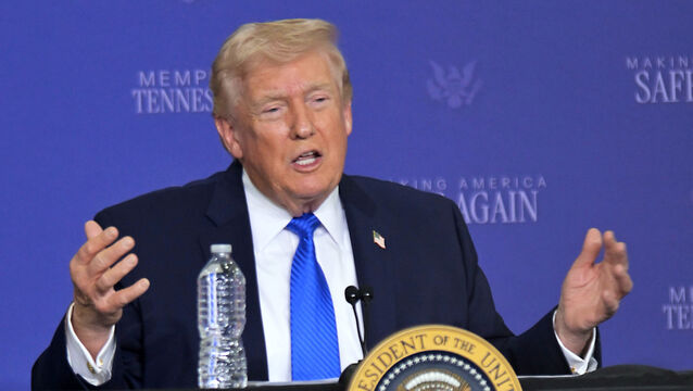 <p>President Donald Trump participates in a roundtable discussion (Bruce Newman/AP)</p>
