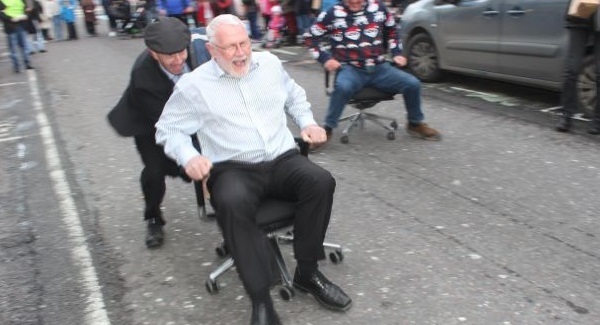 Christmas tradition with a difference - the annual office chair racing in Kerry