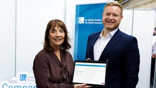 <p>Patricia Byron, chairperson of the Health Insurance Authority (HIA), with chief executive Brian Lee, officially launched the new HIA Comparison Tool. HIA research shows 82% of consumers don’t shop around for their health insurance despite rising prices. Picture: Maxwells</p>