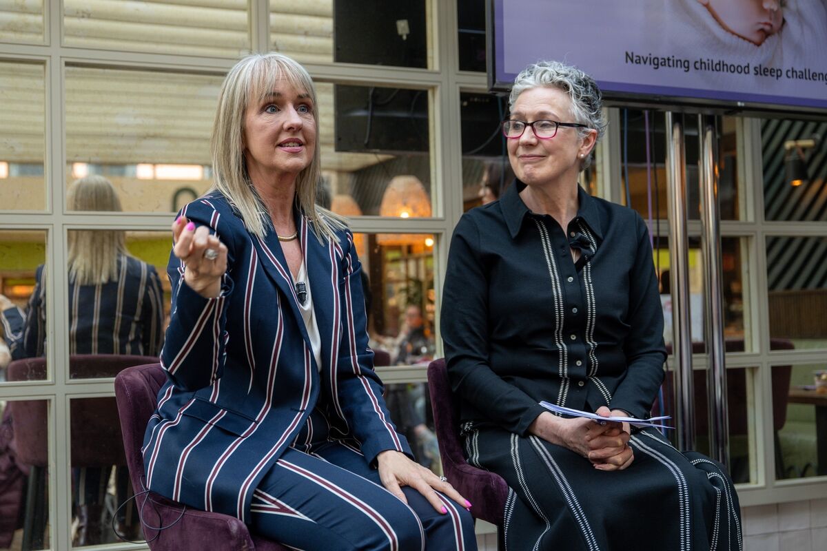 Sleep consultant Lucy Wolfe and Irish Examiner Feelgood editor Irene Feighan in conversation during a Q&amp;A session at the Irish Examiner Parenting coffee morning at Here’s Health in Douglas Court Shopping Centre. Picture Chani Anderson