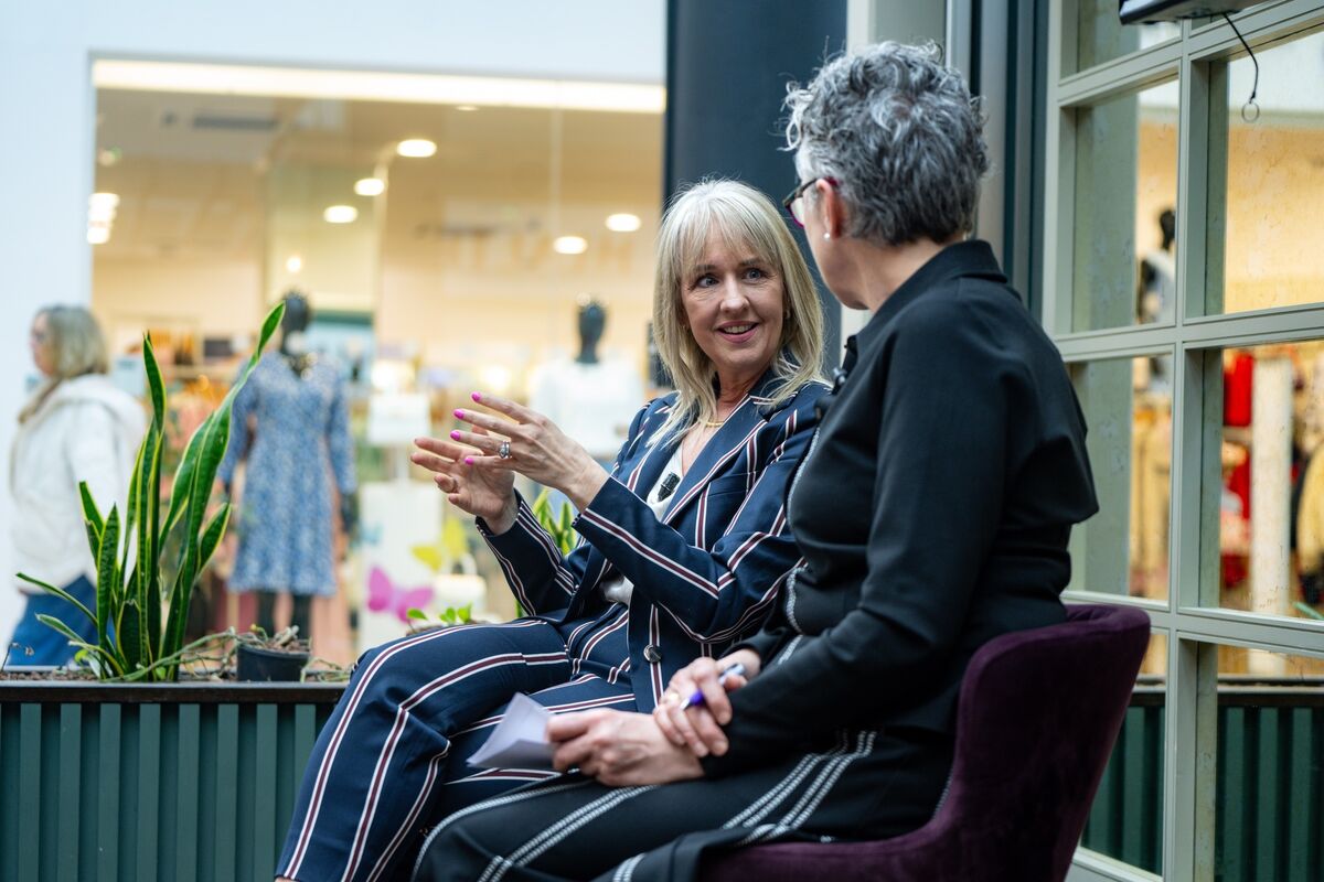 Sleep consultant Lucy Wolfe and Irish Examiner Feelgood editor Irene Feighan in conversation during a Q&amp;A session at the Irish Examiner Parenting coffee morning at Here’s Health in Douglas Court Shopping Centre. Picture Chani Anderson