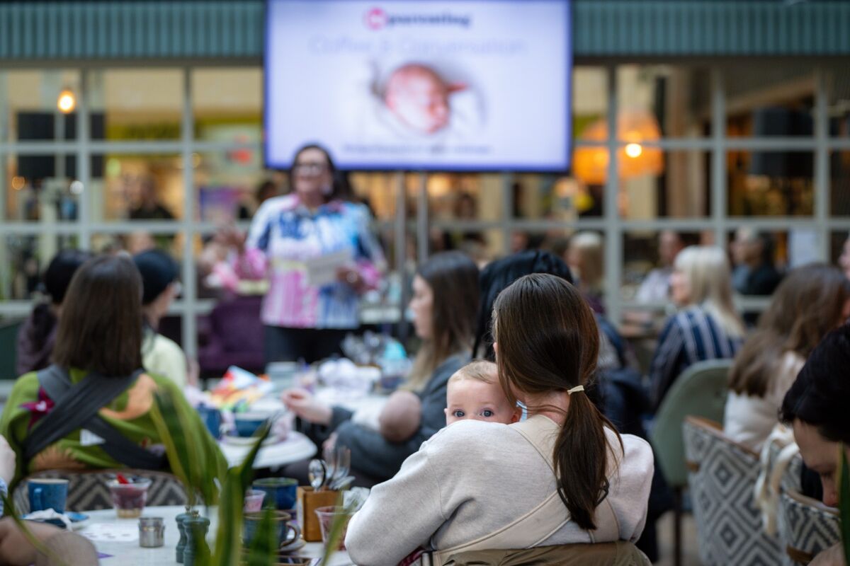 Irish Examiner columnist Esther McCarthy pictured speaking at the Irish Examiner Parenting coffee morning at Here’s Health in Douglas Court Shopping Centre. Picture Chani Anderson